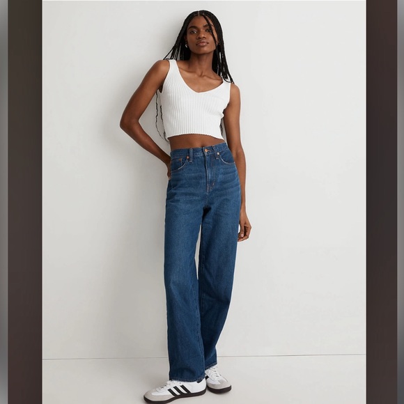 💥NWOT💥Madewell Baggy Straight Jeans in Dark Worn Indigo - Picture 2 of 8